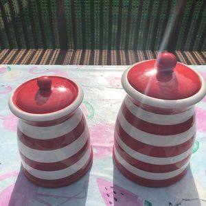 Bundle of 2 vintage age Campbells soup mug, vintage ceramic Teramotto canisters